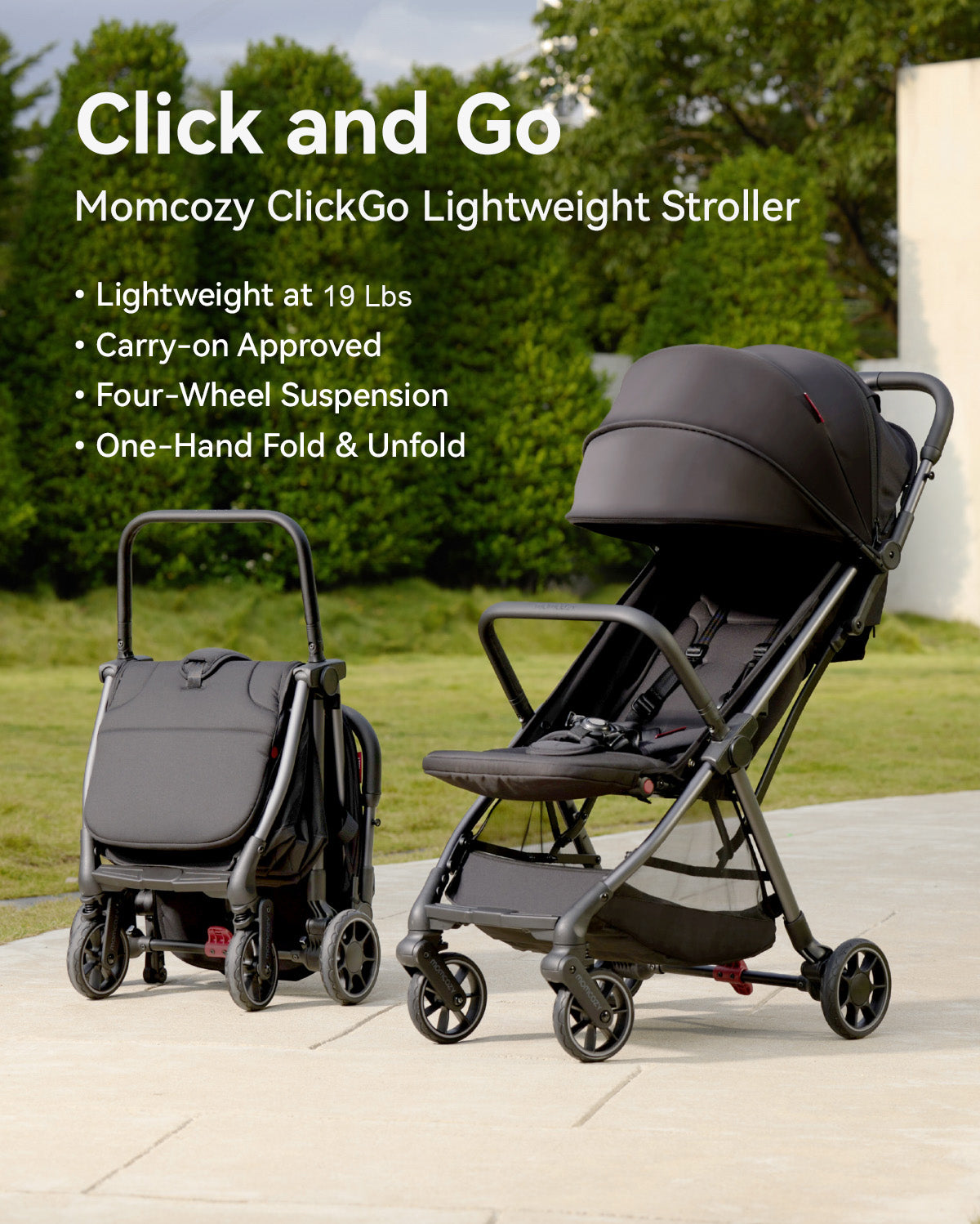 Go Strolling Momcozy Lightweight Travel Stroller: One-hand Fold & Carry-on Ready ...
