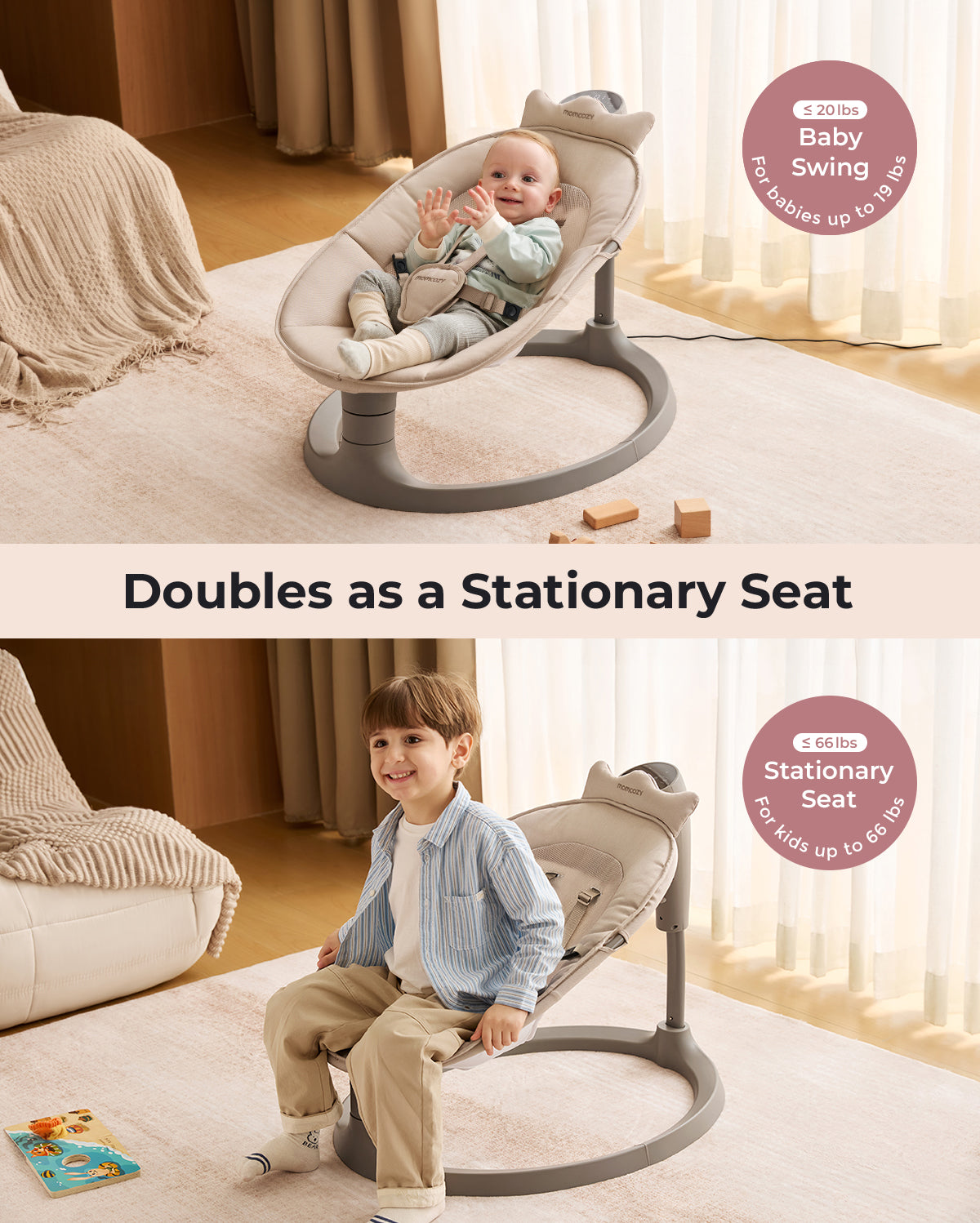 Momcozy 2-in-1 Electric Baby Swing
