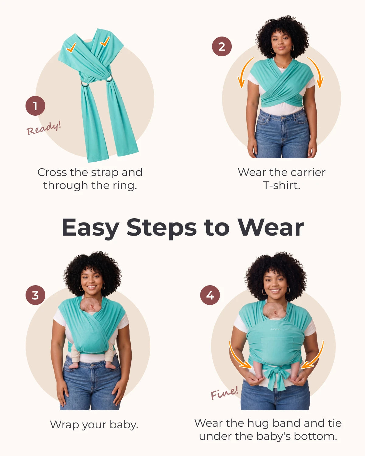 Easy to Wear Hands Free - Baby Wrap Carrier