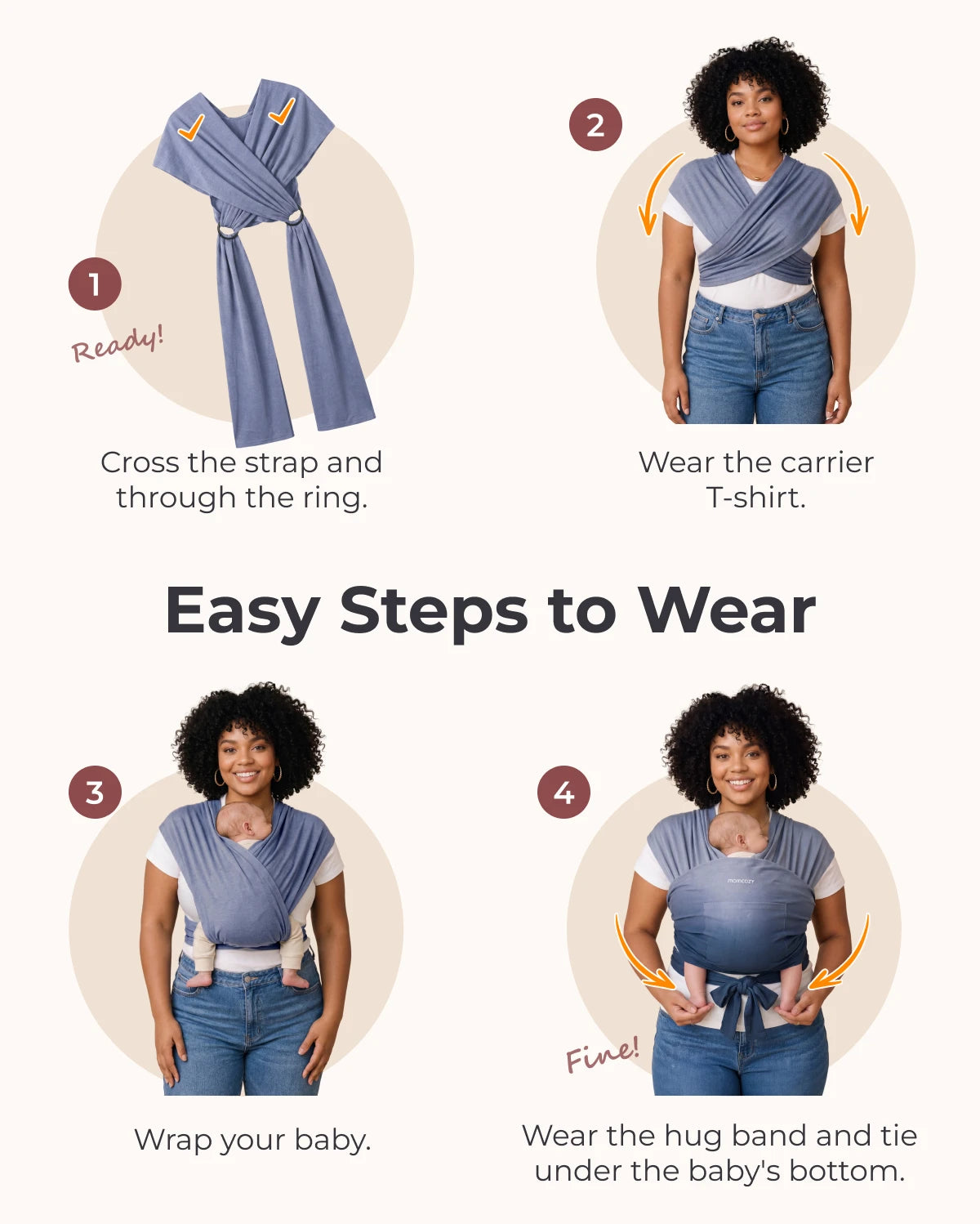 Easy to Wear Hands Free - Baby Wrap Carrier