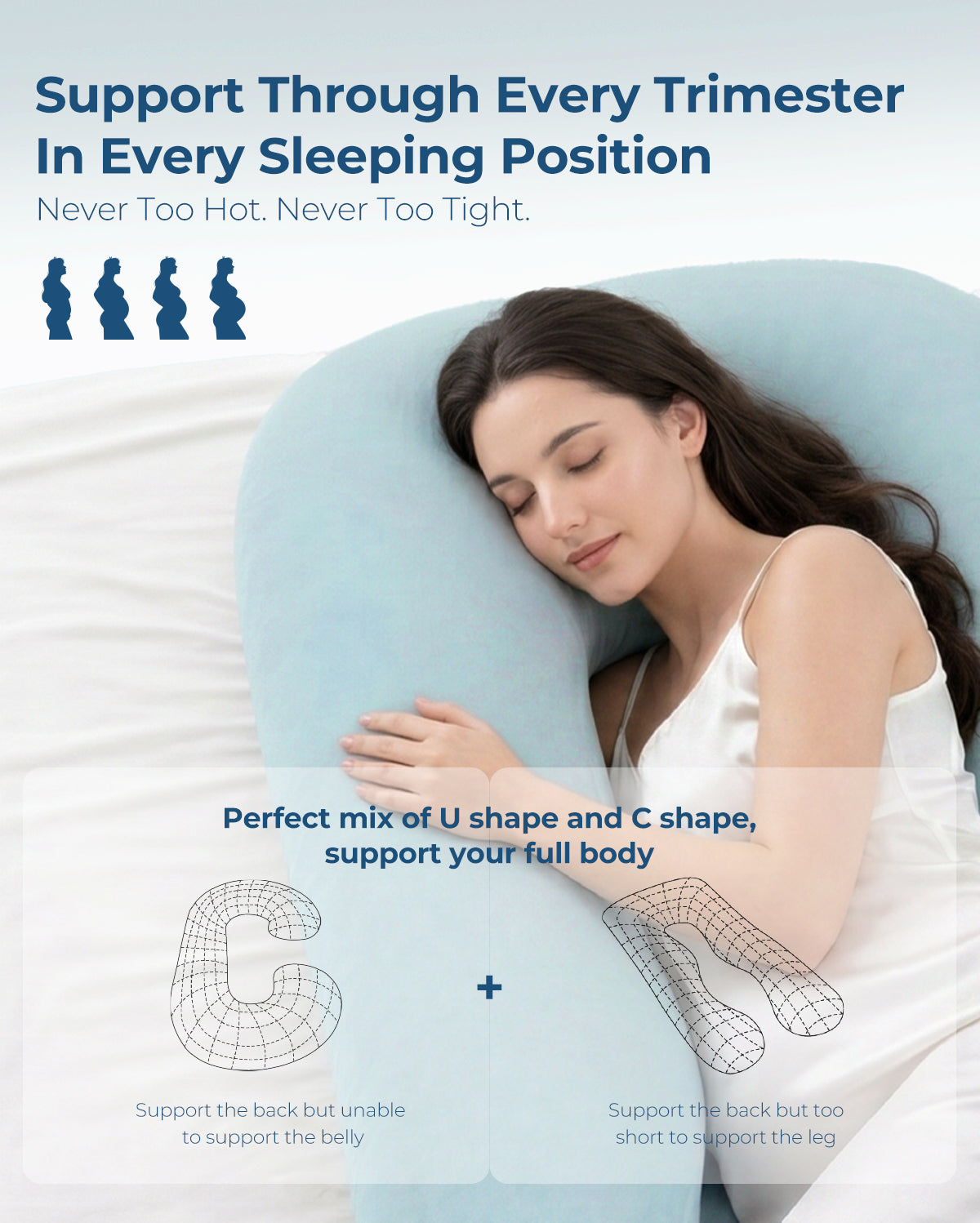 U Shaped Cooling Fabric Pregnancy Pillow