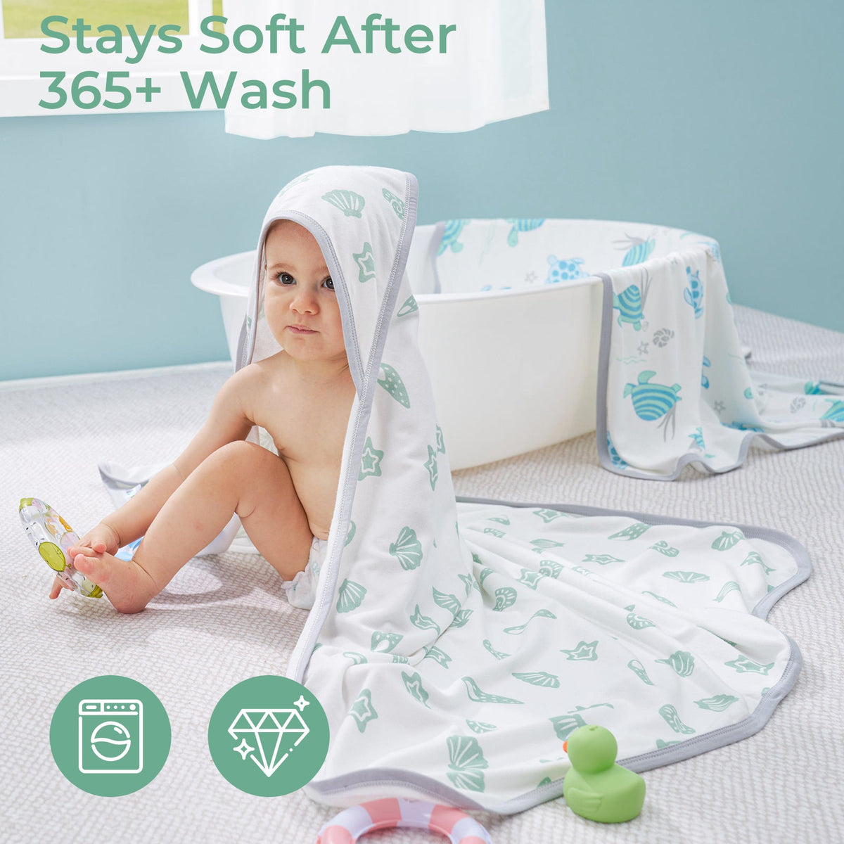 Bamboo-Cotton Hooded Baby Towel for Newborn to Toddler