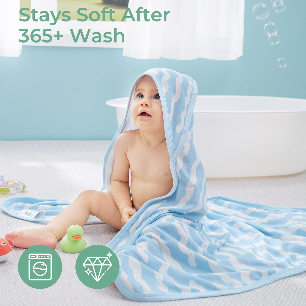 Bamboo-Cotton Hooded Baby Towel for Newborn to Toddler