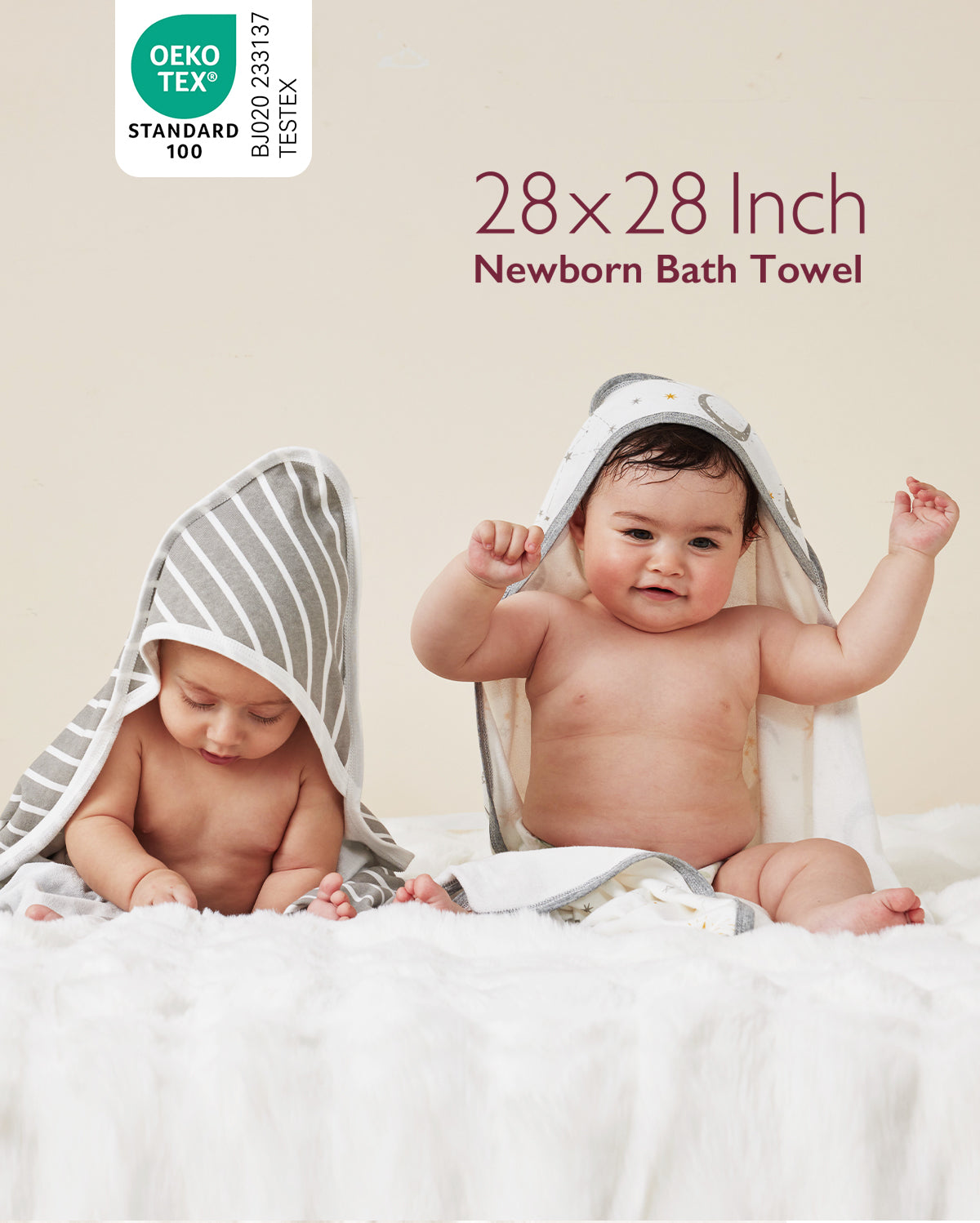 Bamboo-Cotton Hooded Baby Towel for Newborn to Toddler
