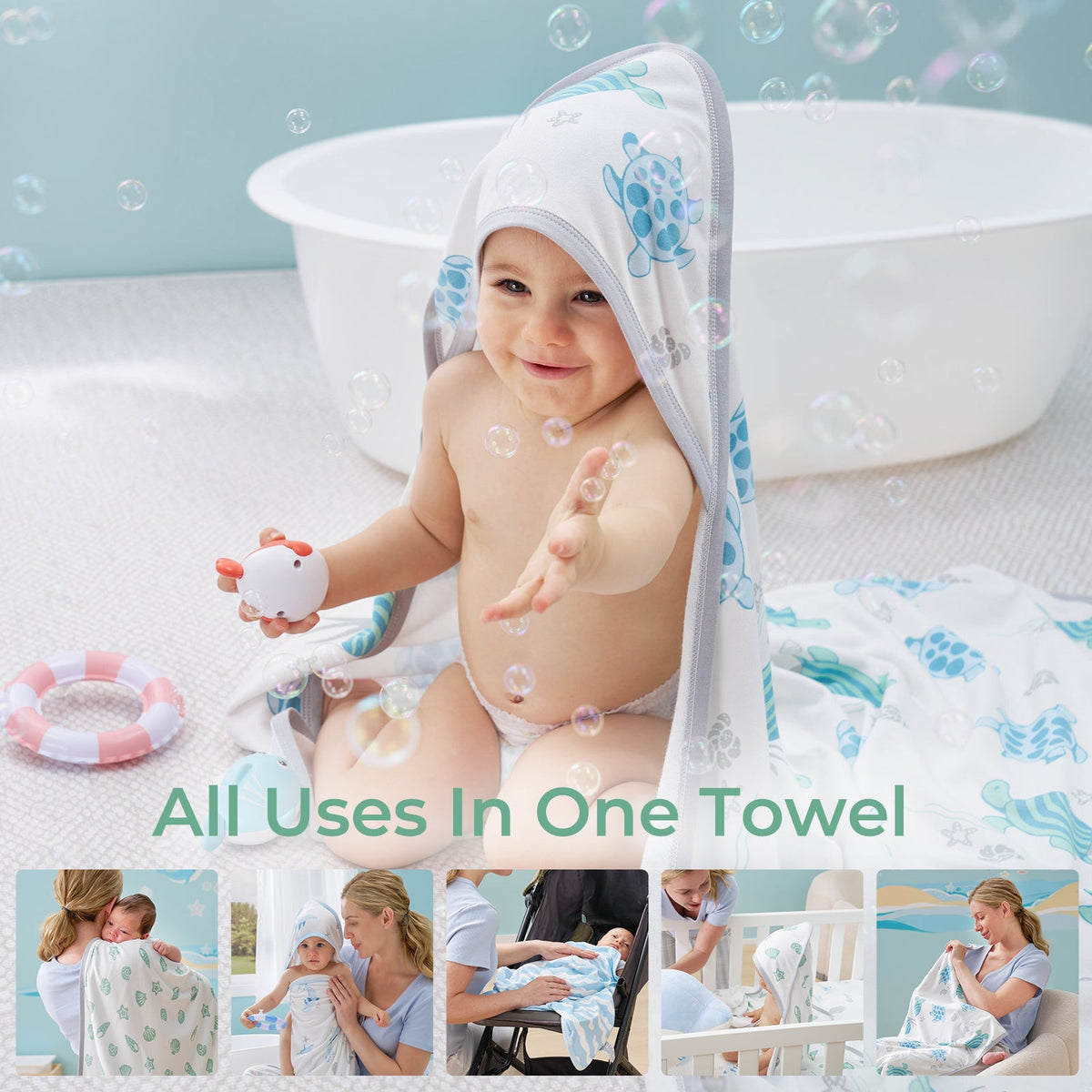 Bamboo-Cotton Hooded Baby Towel for Newborn to Toddler