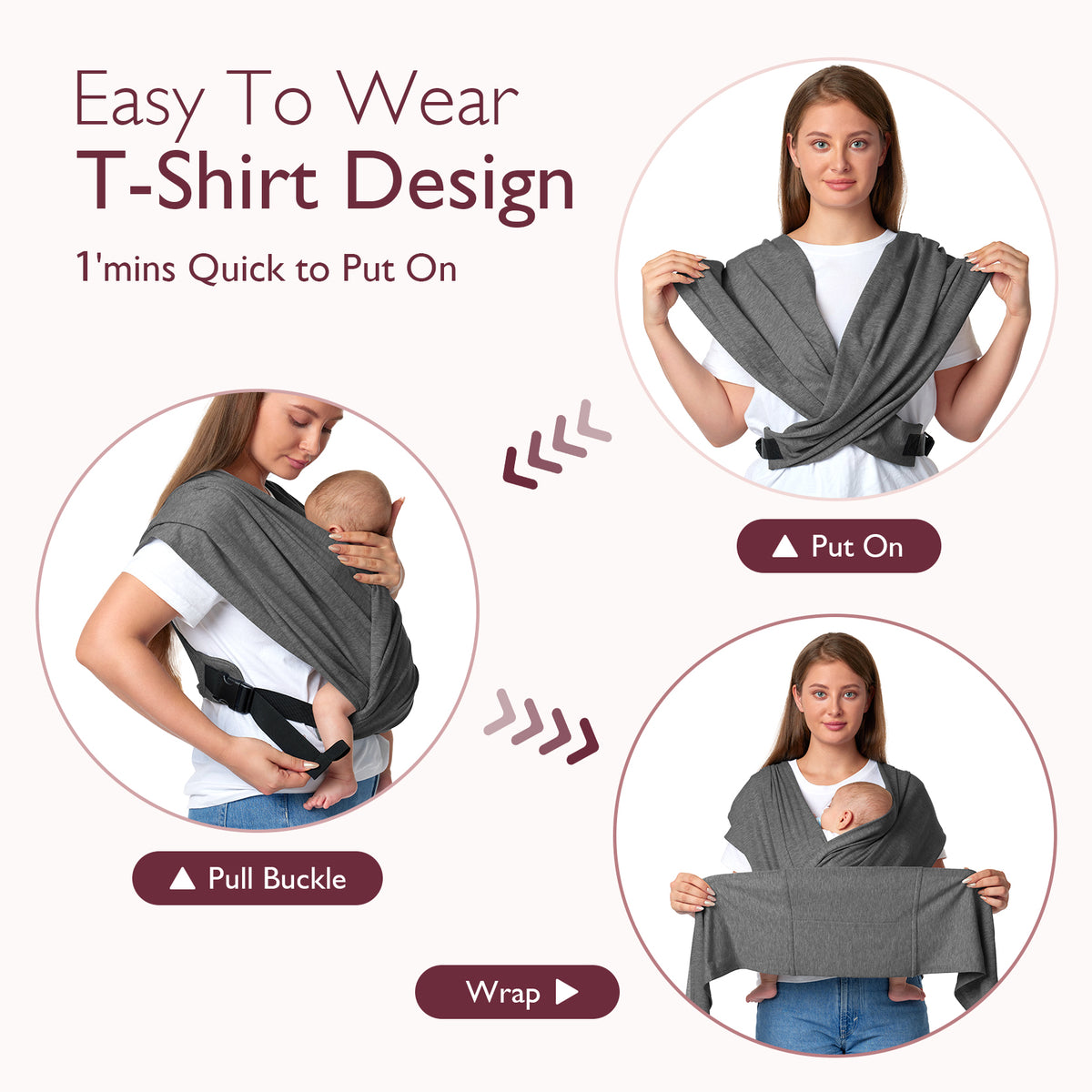 Easy to Wear Hands Free - Baby Wrap Carrier