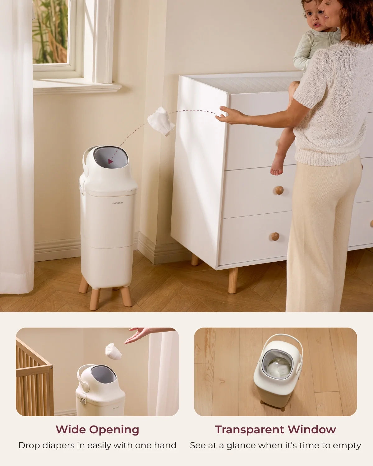 Momcozy Triple-Seal Diaper Pail